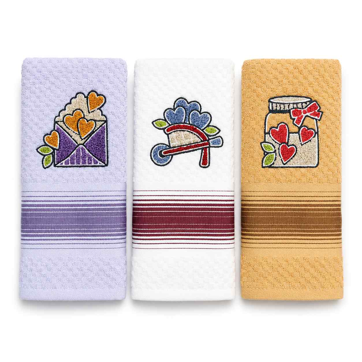 Set 3 pezzi Strofinacci in Spugna con Ricamo - Betty 02