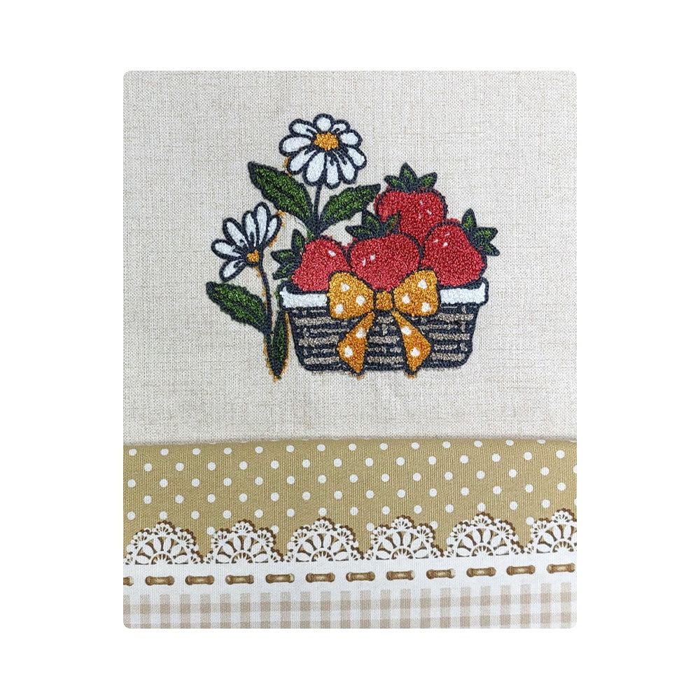 Tovaglia in Cotone con Ricamo di VINGI Ricami - Strawberry (Vari Colori)