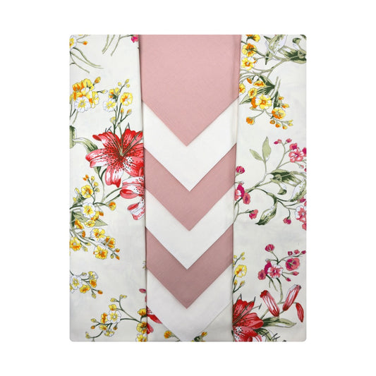 Tovaglia con Tovaglioli in 100% Cotone x6, x12, x18 Flowers - Rosa Antico