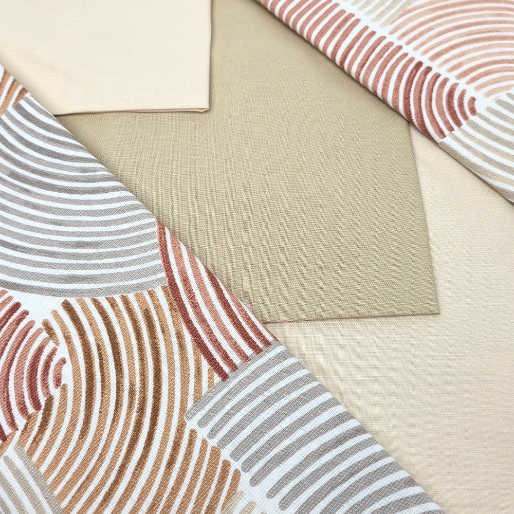 Tovaglia con Tovaglioli in 100% Cotone di Maestri Cotonieri- Simmetrie (Sabbia)