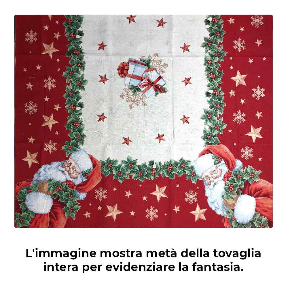 Tovaglia Natalizia in tessuto Gobelin Piazzato - Santa