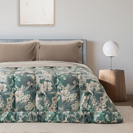 Trapunta Invernale in Velluto Stampa Digitale Brighet di Linea Oro - Ottanio