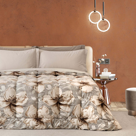 Trapunta Invernale in Velluto Stampa Digitale Roxana di Linea Oro - Tortora