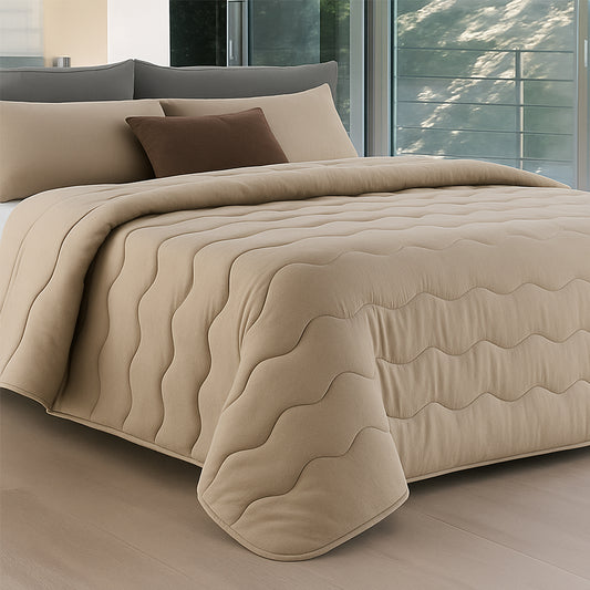 Trapunta Invernale Tinta Unita Double Face in Morbida Microfibra - Beige