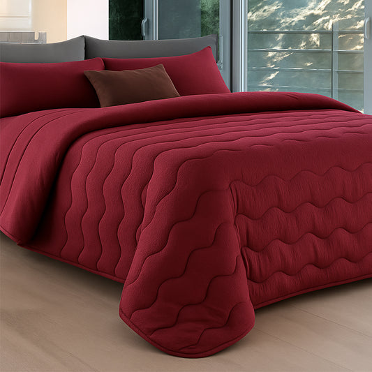 Trapunta Invernale Tinta Unita Double Face in Morbida Microfibra - Bordeaux