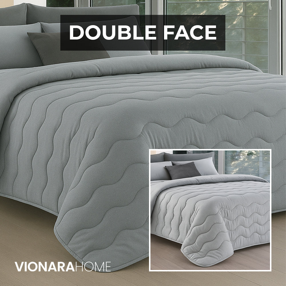Trapunta Invernale Tinta Unita Double Face in Morbida Microfibra - Grigio