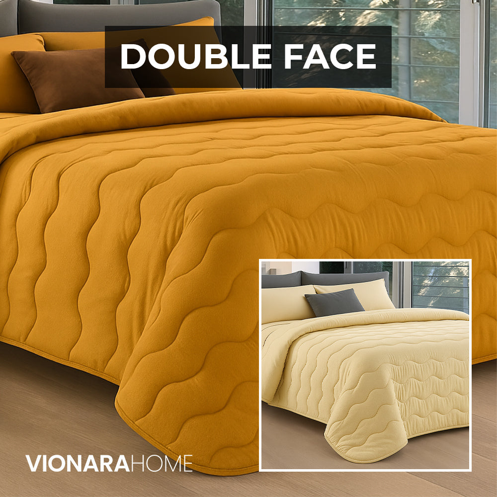 Trapunta Invernale Tinta Unita Double Face in Morbida Microfibra - Oro