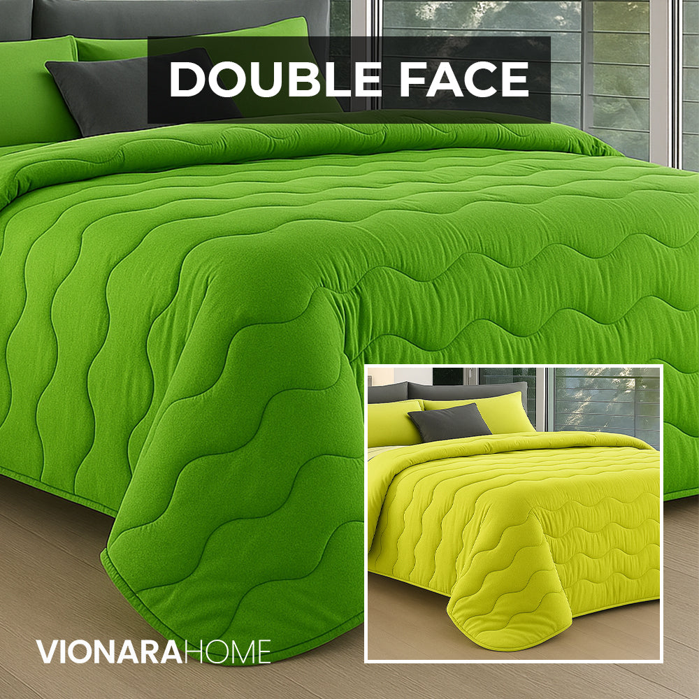 Trapunta Invernale Tinta Unita Double Face in Morbida Microfibra - Verde